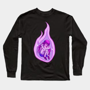 Anime Girl, Flame, Digital Painting Long Sleeve T-Shirt